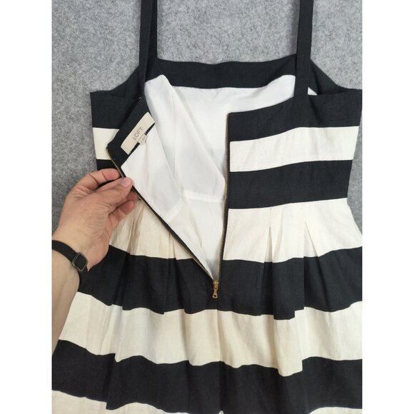 The Loft Dress Womens Size 2 Linen Blend Striped Fit & Flare Classic Summer - Picture 7 of 14